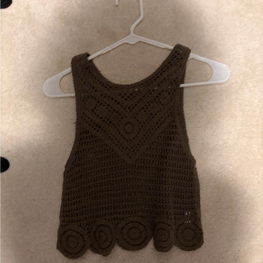 Charlotte Russe dark green Crochet Crop Top